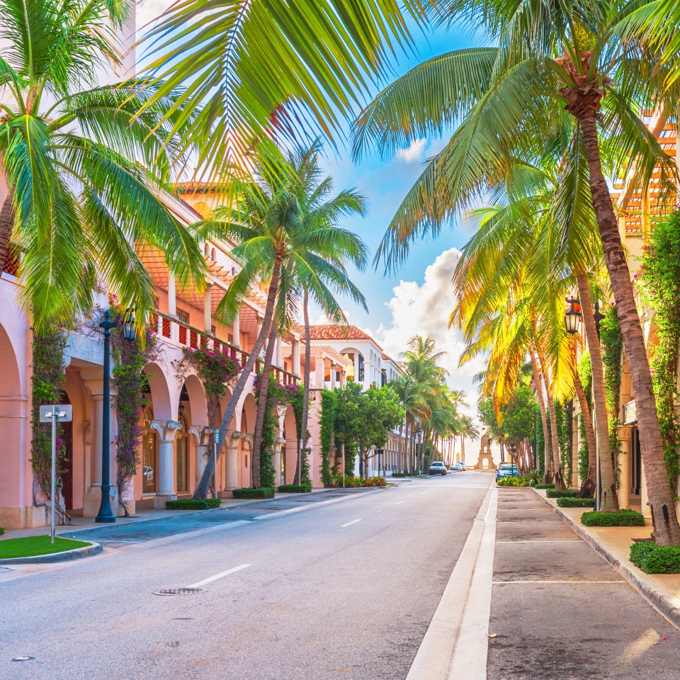 Palm Beach, Florida, USA at Worth Ave on a beautiful day.