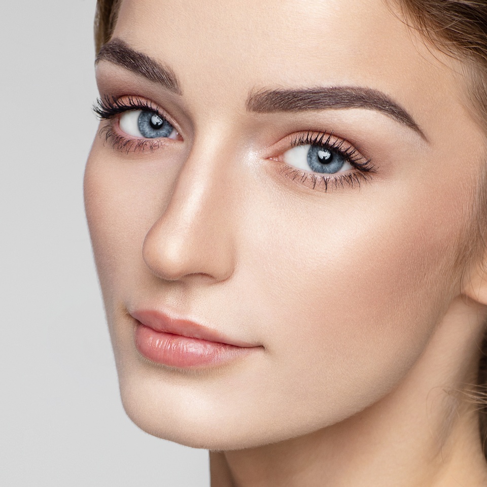 Beauty portrait of female face with natural clean skin
