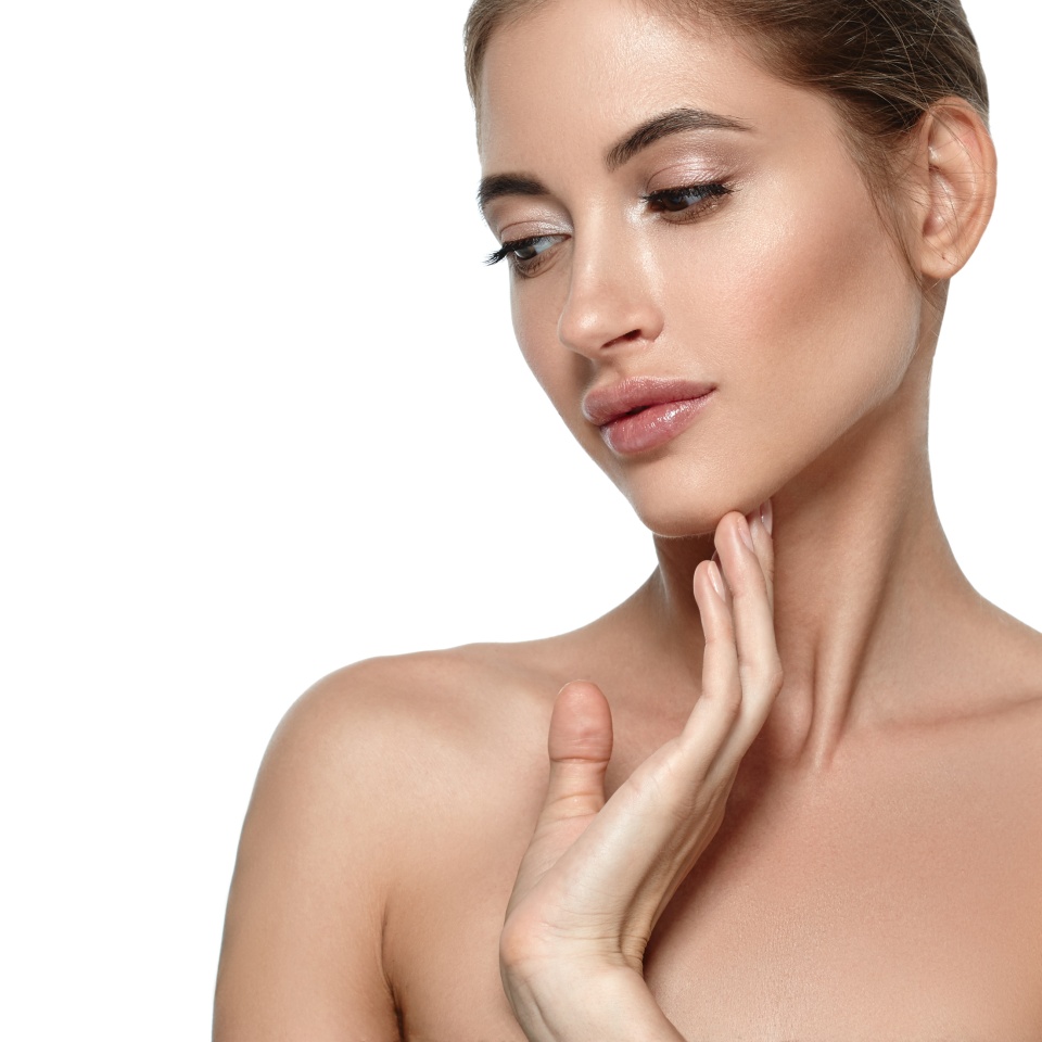 Beautiful woman face with make up and beauty healthy skin and hair portrait