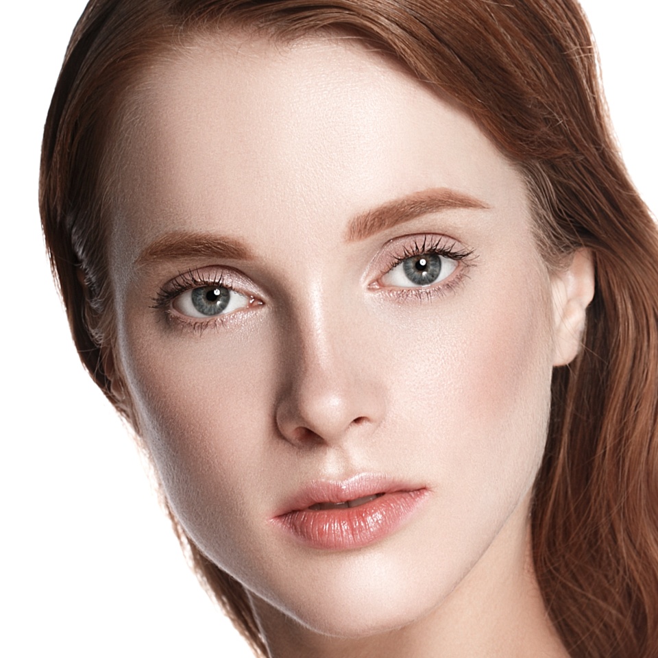 Woman cosmetic closeup beauty portrait, for salon beautiful people and healthy care skin and hair. Studio shot. Isolated on white.